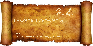 Hanák Lóránt névjegykártya